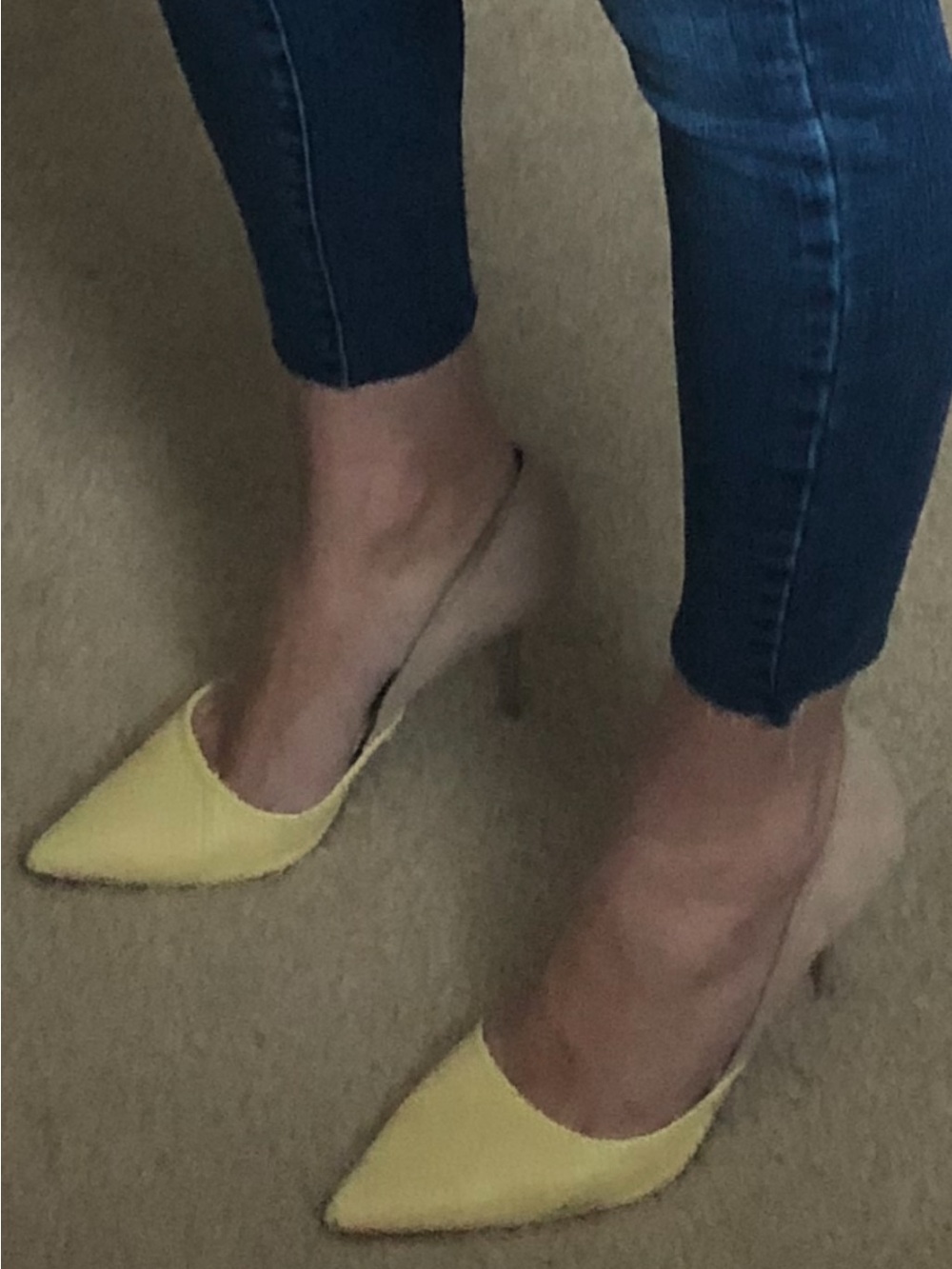Zara Two-Tone Pointed Toe Pumps in Yellow and Nude